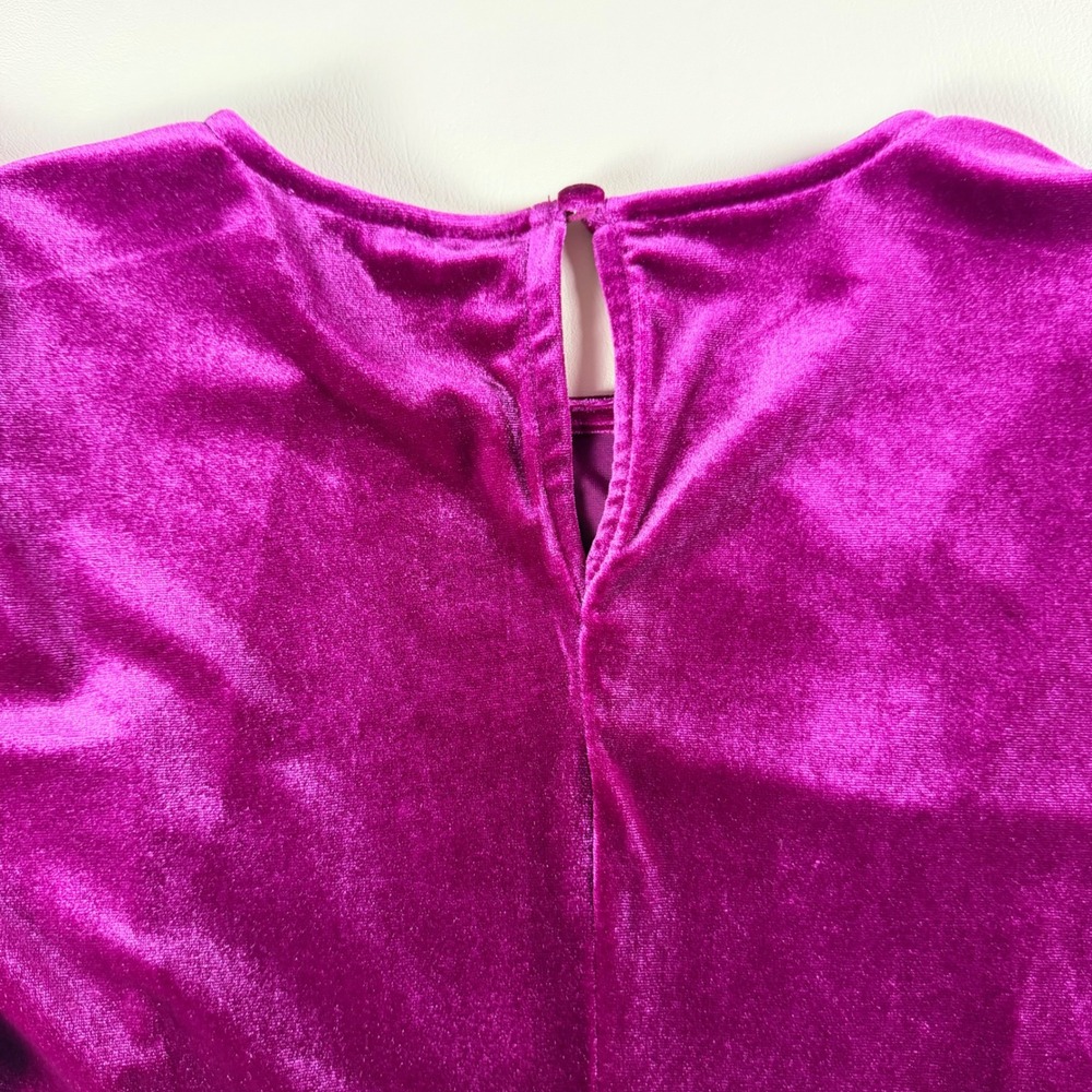 Parker Purple Velvet Puff Sleeve Top XS Magenta Coquette Holiday Party Blouse - Picture 5 of 8